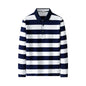 Men Polo Shirt Cotton Long Sleeve Stripe
