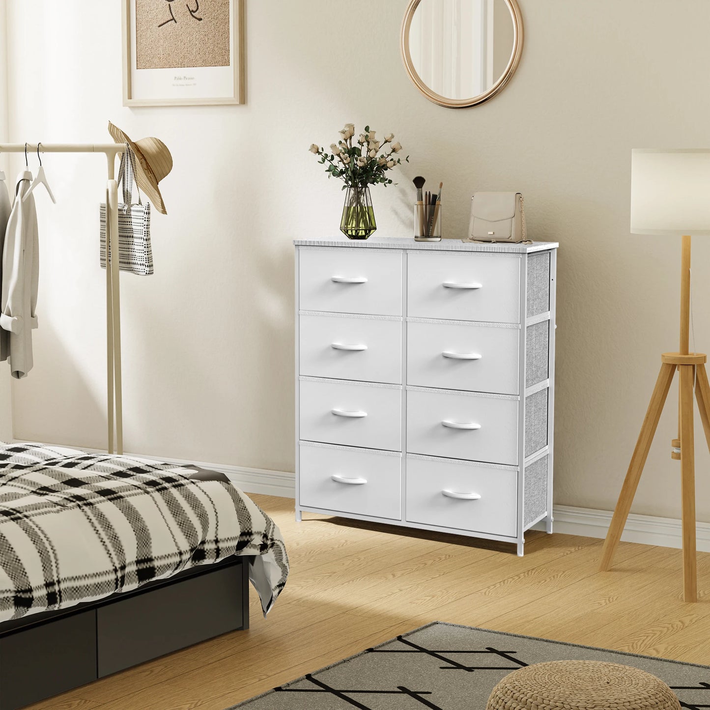 8 Fabric Drawers Storage Cabinet Steel Frame Assembly