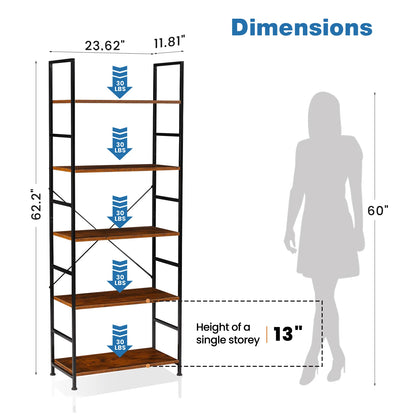 5 Tier Modern Book Case Storage Organizer
