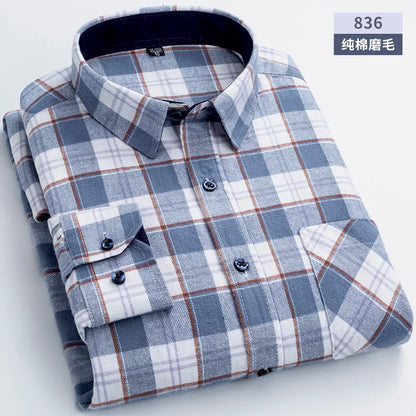 Flannel Plaid Long Sleeve Turn-down Shirts
