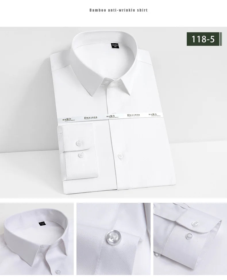 Men's White Long Sleeved Business Formal Wear Shirt