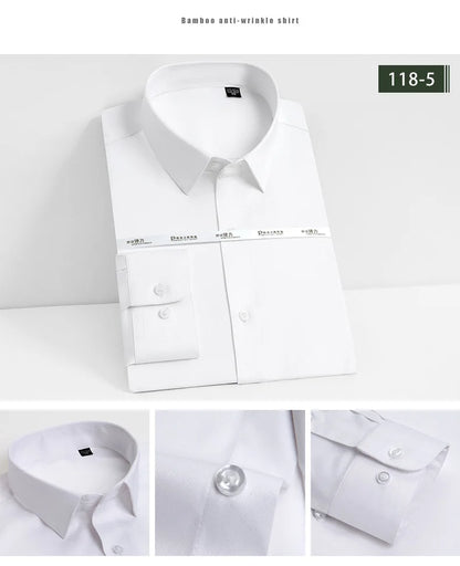 Men's White Long Sleeved Business Formal Wear Shirt
