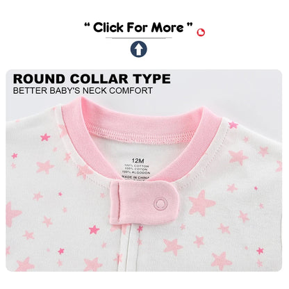 3 Pcs Solid Zipper Baby Rompers 100%Cotton