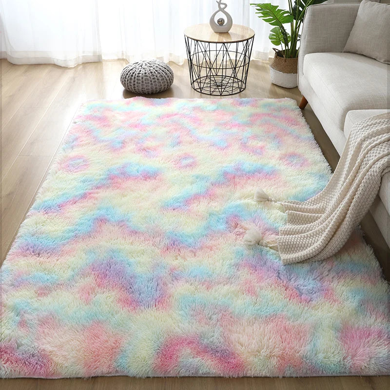 White Fluffy Modern Home Decor Rug Non-Slip