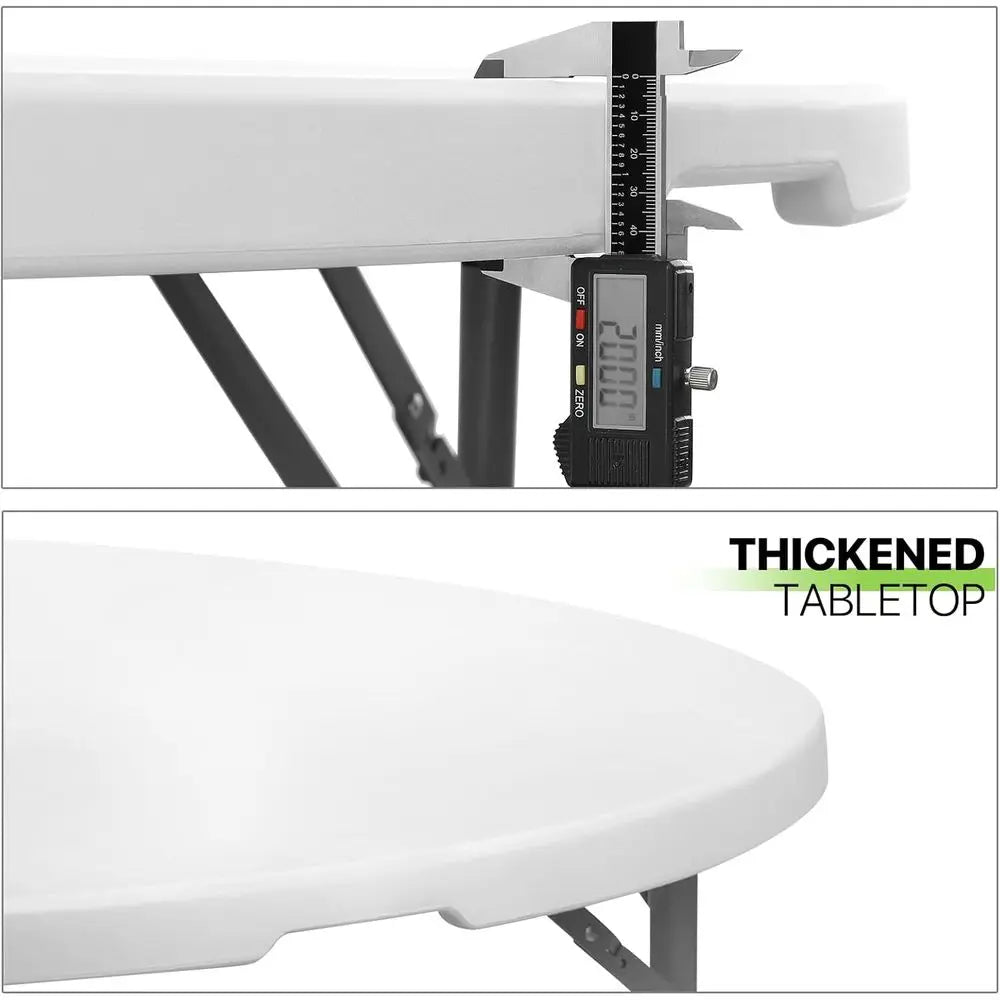 Round Folding Plastic Dining Table with Carrying Handle