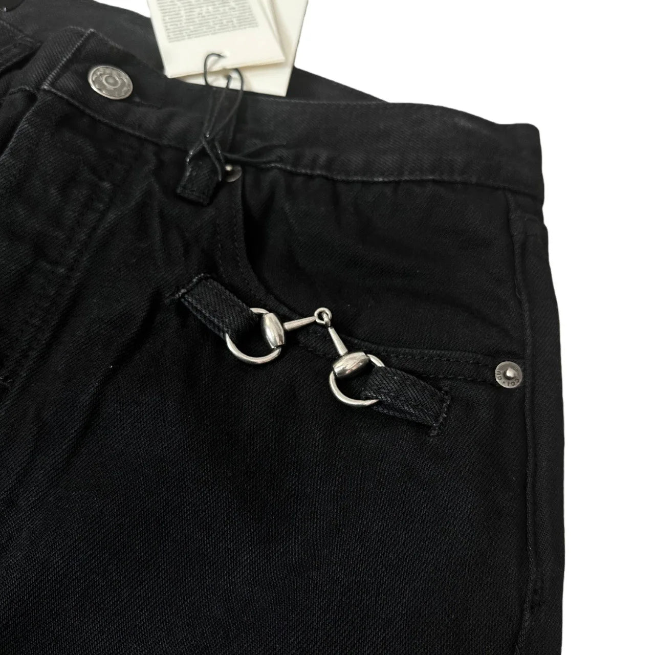 American Retro buckle Design Washed Micro-Flare Jeans