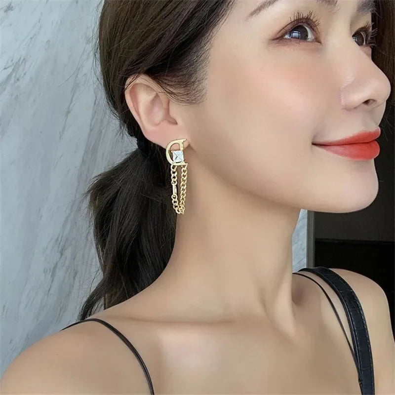 Fashion Brand Jewelry Elegant Letter D Earrings Vintage