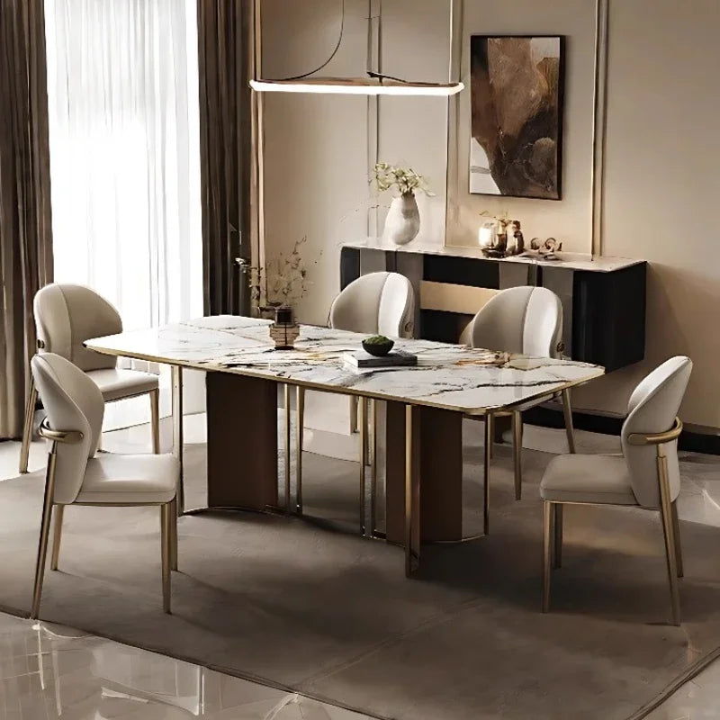 Luxury Leather Dining Chair Backrest Armchair