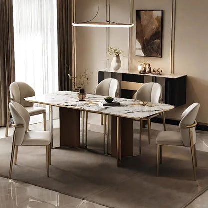 Luxury Leather Dining Chair Backrest Armchair
