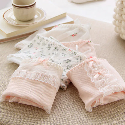 6 Pcs Young Girl Middle Waist Briefs Underwear Teenage
