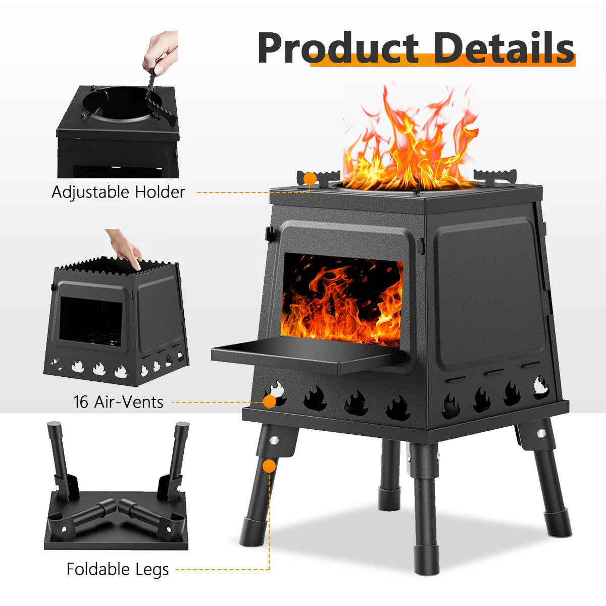 Wood Burning Camp Stove Portable Cast Iron