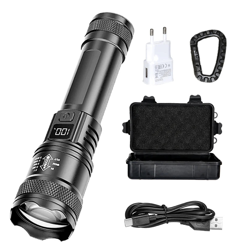 Rechargeable LED Flashlight Zoomable Torch