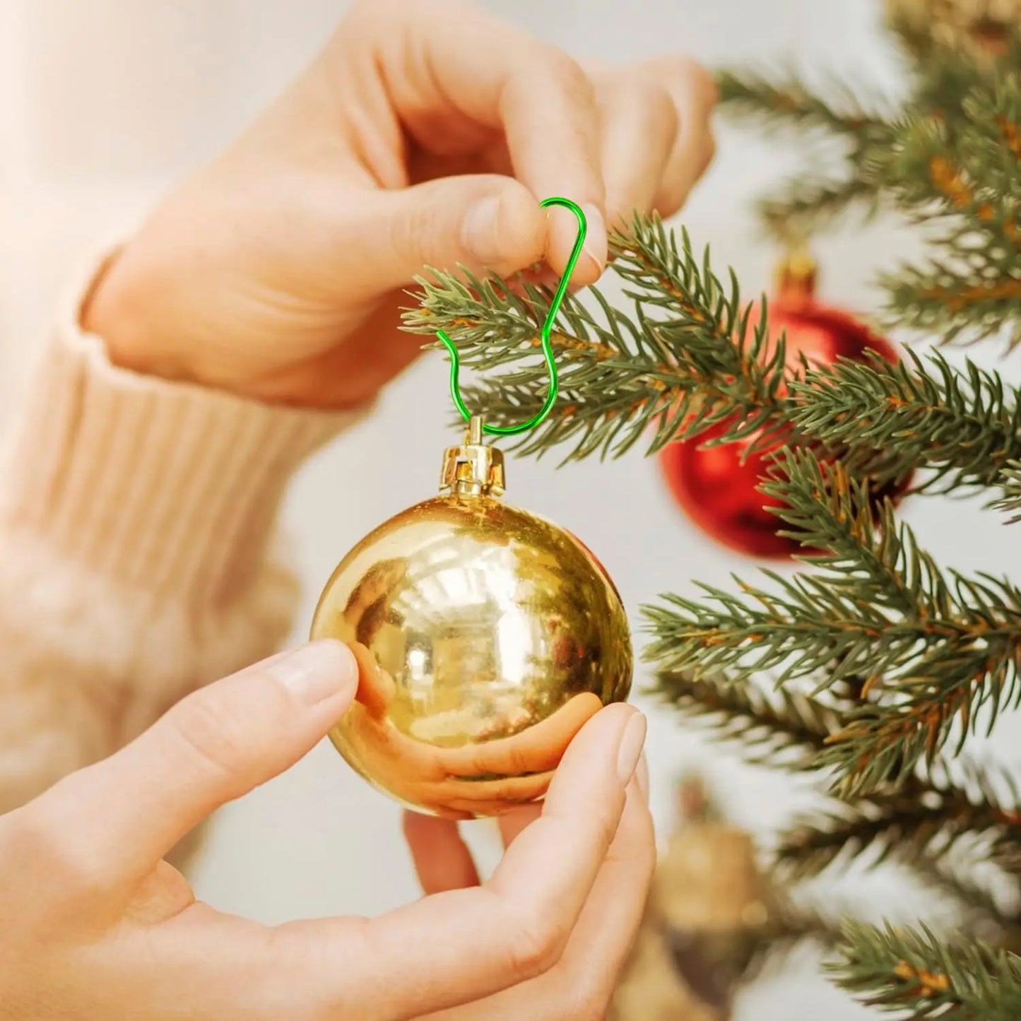 Christmas Ornament Metal Hooks Silver Gold