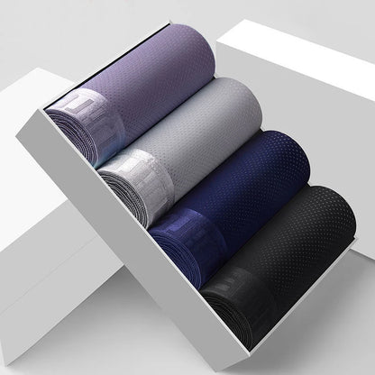 4pcs Men's Boxer Silk Plus Size Breathable Briefs
