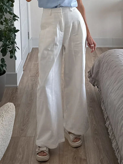White Pants For Women Cotton Formal High Waist