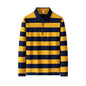 Men Polo Shirt Cotton Long Sleeve Stripe