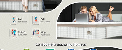 Full/King/Queen Size Mattress, Luxury Hybrid, Gel Memory Foam