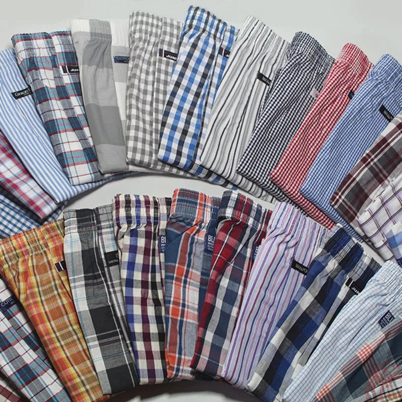5Pcs Plus Size Men's Boxers Breathable Plaid