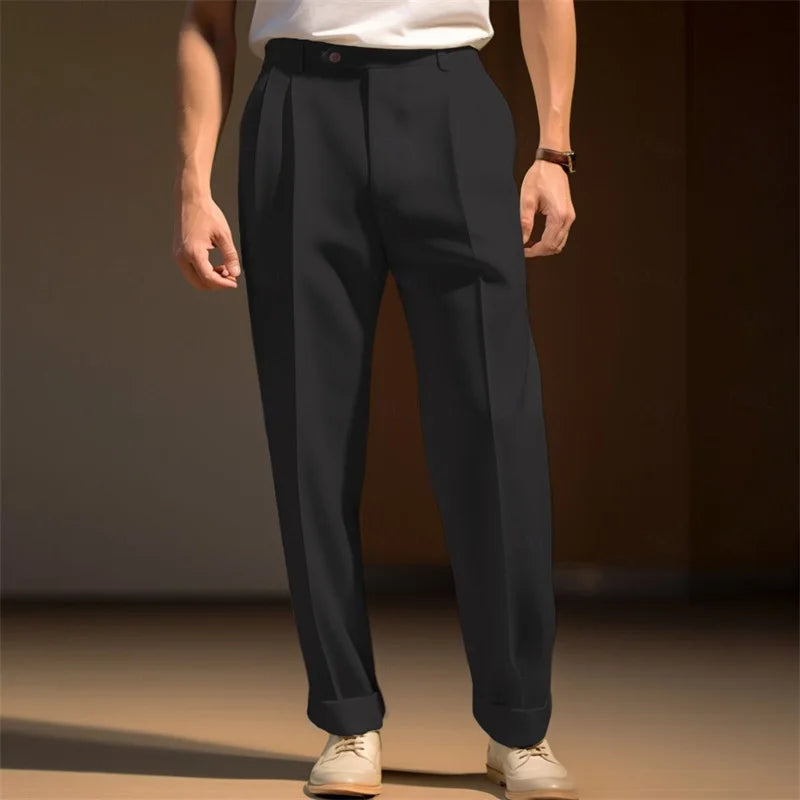 Men s  Fit Dress Pants Solid Color Flat Front
