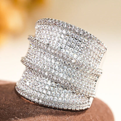 Full Bling Iced Out Wide Sparkling CZ