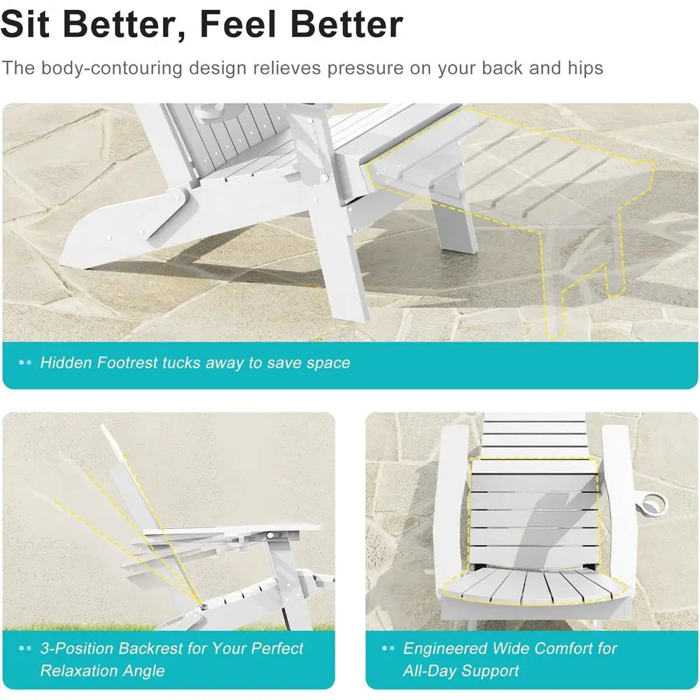 Adjustable Folding Adirondack Chair Set/ Retractable Ottoman
