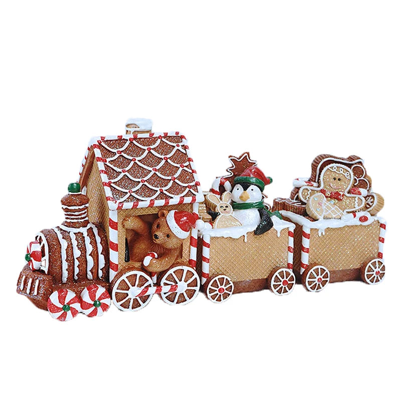 Train Christmas Resin Statue Home Decor Sculpture