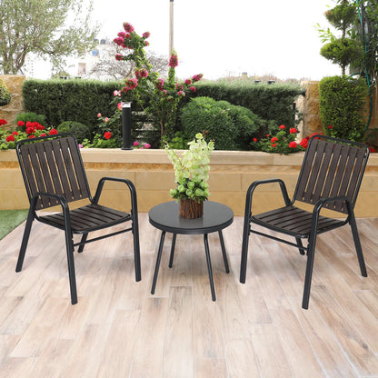 3-Piece Patio Bistro Table, with 2 Stackable Chairs
