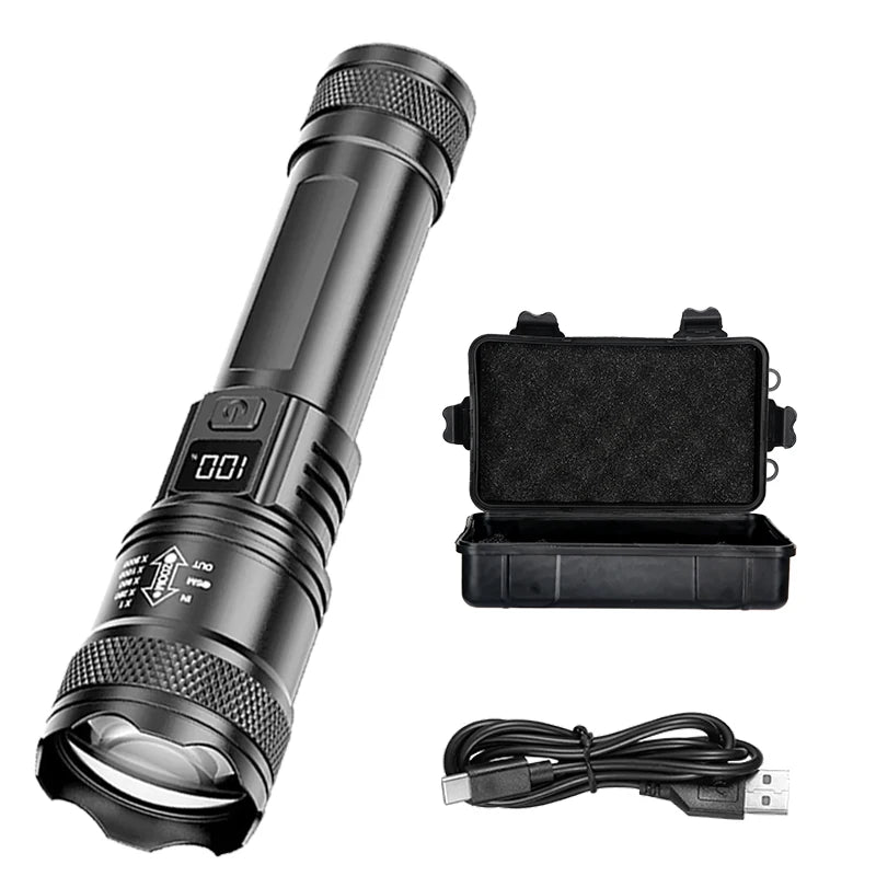 Rechargeable LED Flashlight Zoomable Torch