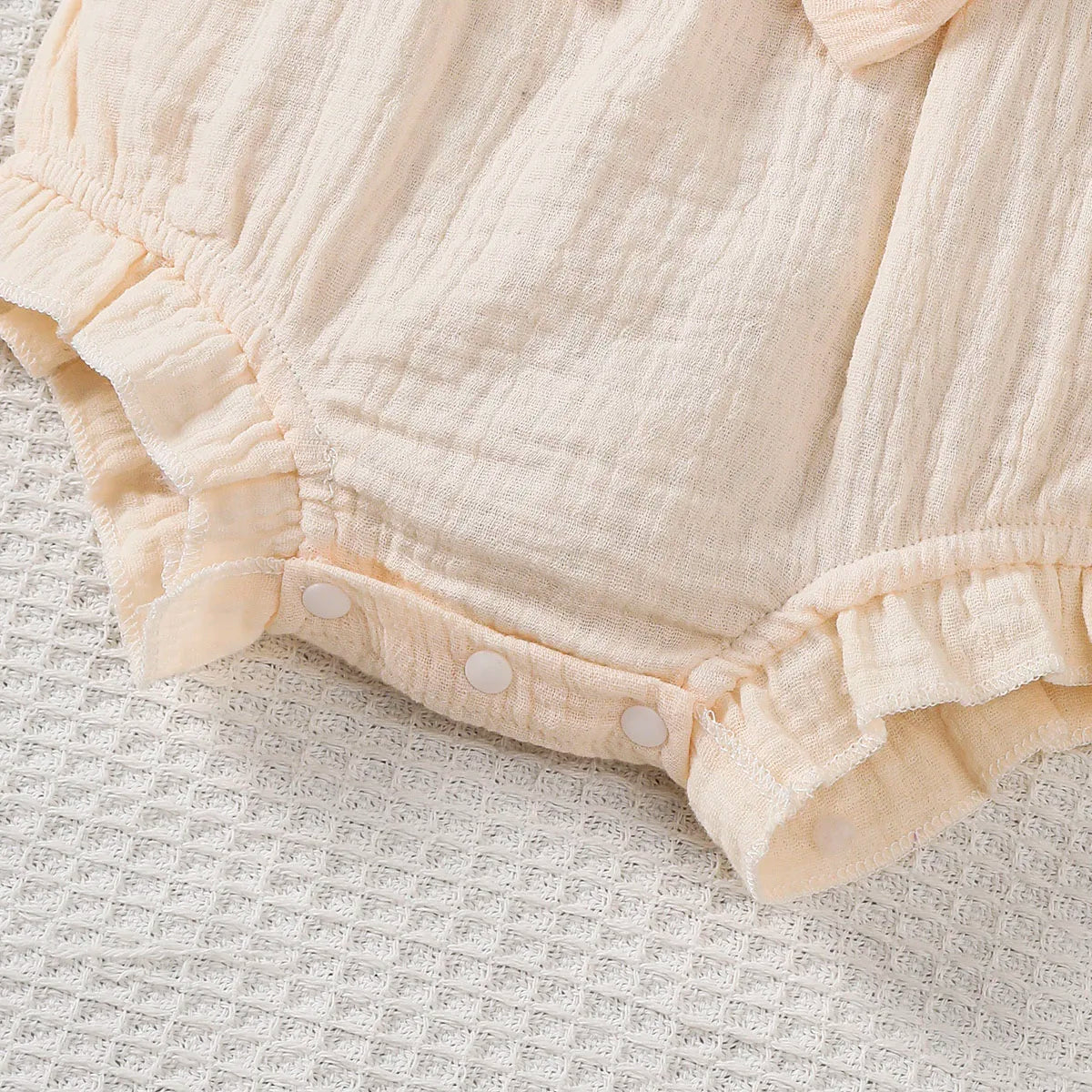 0-18 Month Solid Color Sleeveless Round Neck Lace Edge