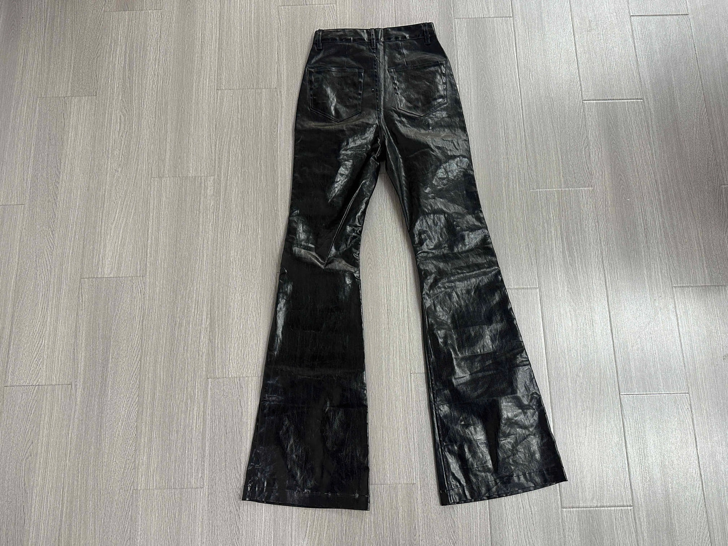 Men's Dark Coated Glossy Leather Black Jeans