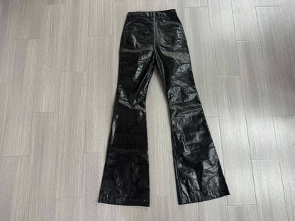 Men's Dark Coated Glossy Leather Black Jeans