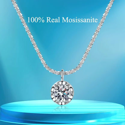 Sterling Silver Moissanite Crown Necklace for Ladies
