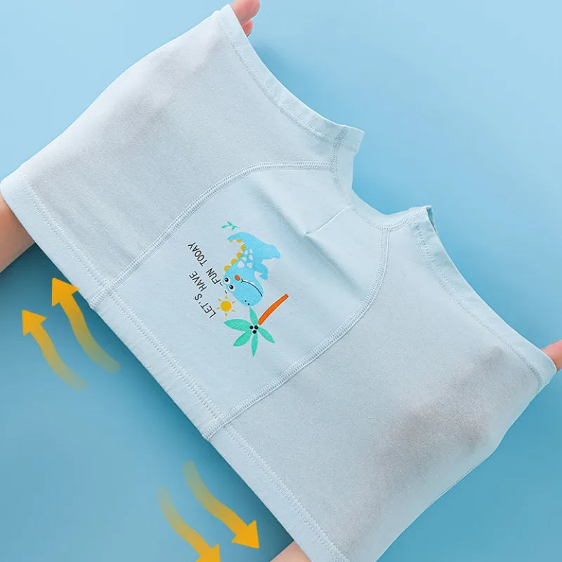 4PCS Boy Cotton Antibacterial Breathable Teenager  Cartoon Briefs