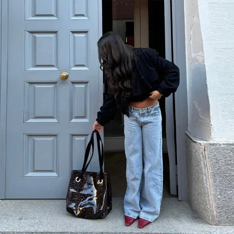 High Waist Street Unisex Fashion Printed Casual Jeans