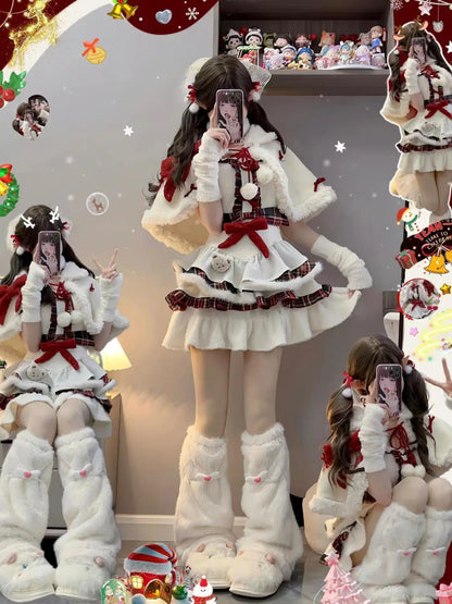 3 Pcs Kawaii Robe Hairy Lolita Cape Sweet Bow