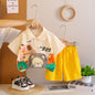 2 Pcs Toddler Boys Cartoon Animal Printed Short Sleeve