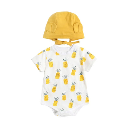 2 Pcs Jumpsuit Outfit Girls/Boys Banana Pineapple