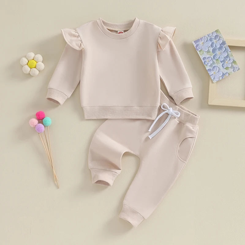 2 Pcs Baby Girls Long Sleeve Sweatshirt Outfits