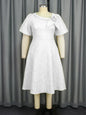 Elegant A-line Dress Short Sleeve 3D Puff Sleeves