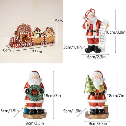 Train Christmas Resin Statue Home Decor Sculpture