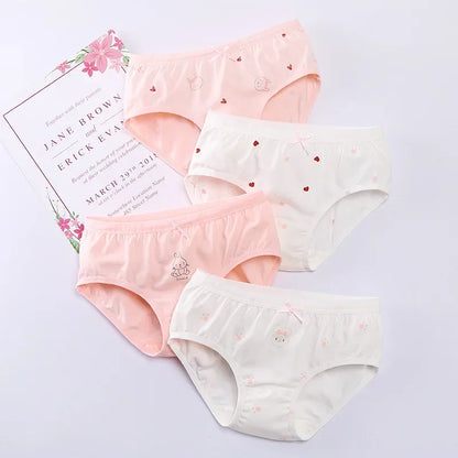 4PCS Girl Antibacterial Cotton Underwear