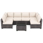 7-Piece Rattan Wicker Sectional Modular Sofa Set