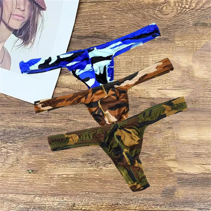 3pcs Sexy Camouflage Men Pouch Thong Plus Size