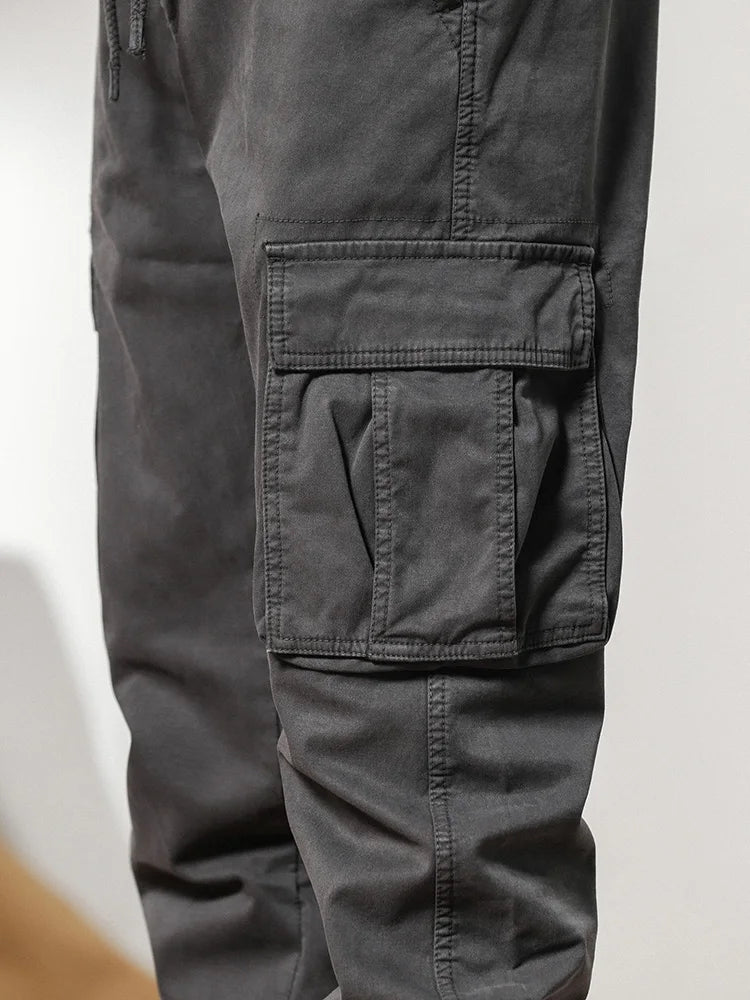 Cargo Pants Men Multi-Pockets Drawstring Fleece Liner