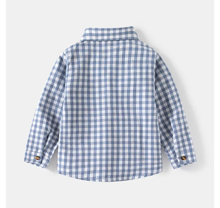 Kids Shirts With Collar Long Sleeved Plaid
