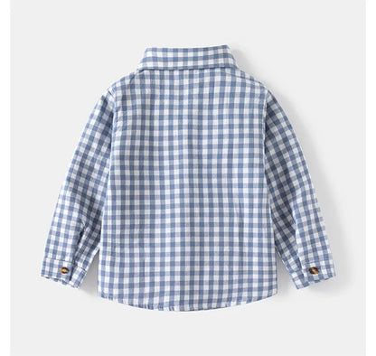 Kids Shirts With Collar Long Sleeved Plaid