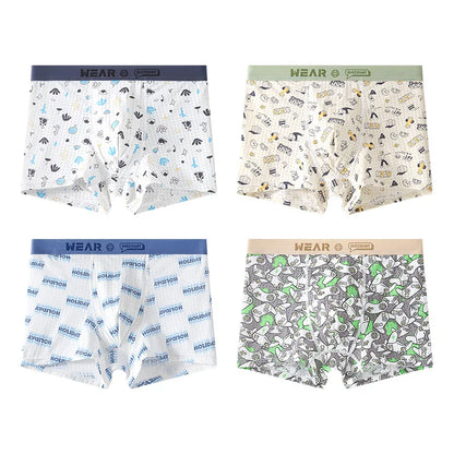 4PCS Teens Boy Mesh Breathable Antibacterial Underwear