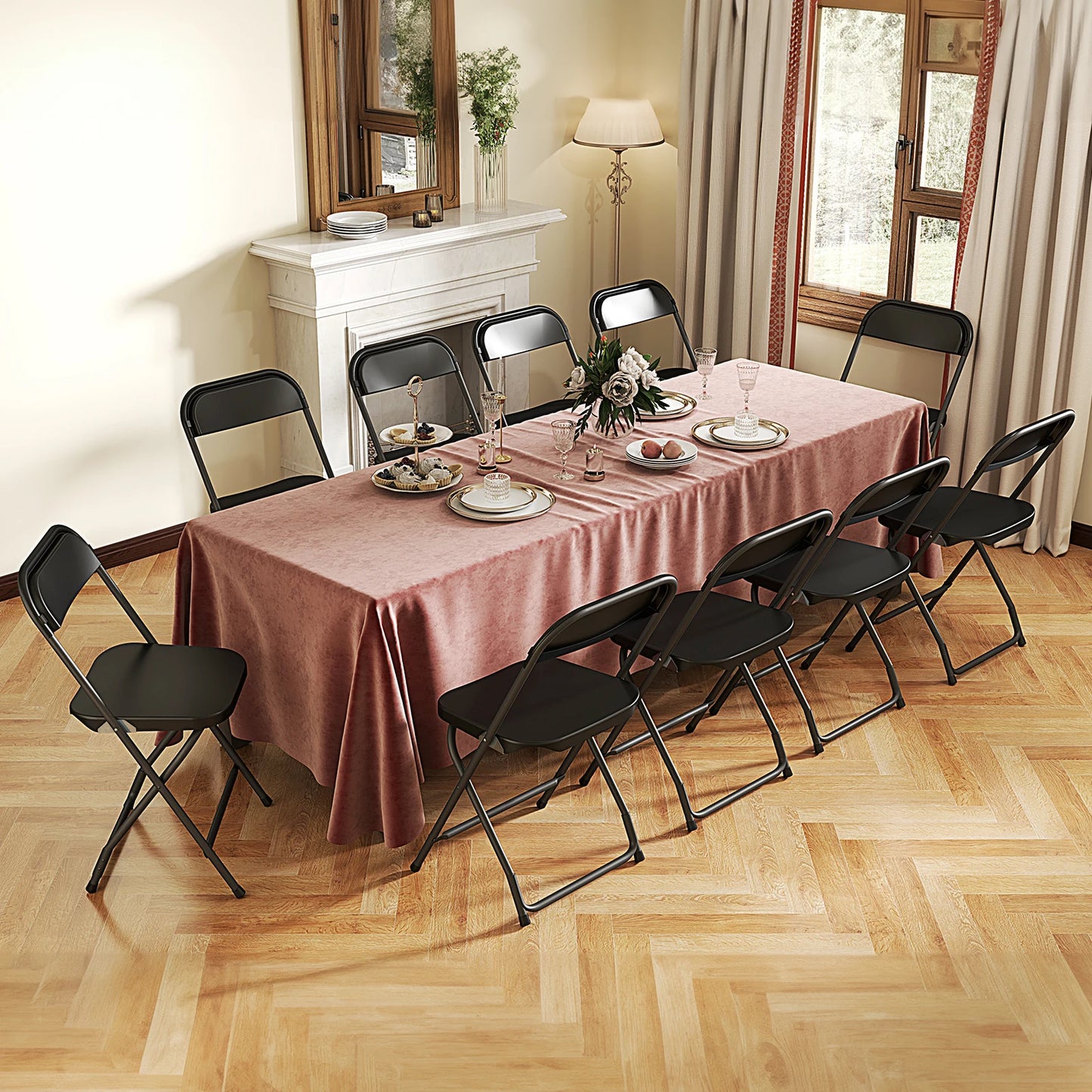 Plastic Folding Chairs, Lightweight Portable Indoor/Outdoor