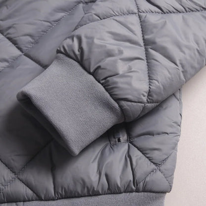 Men's Cotton Jacket with Quilted Diamond Pattern