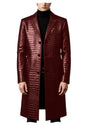 Men's Crocodile Leather Trench Coat Luxury Long